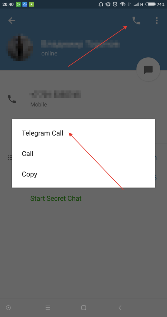 звонки в телеграм активация